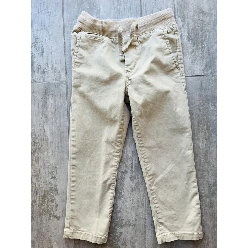 BABY GAP Toddler Boys Khaki Chino Elastic Waist Pants School Casual Dressy 4T 4